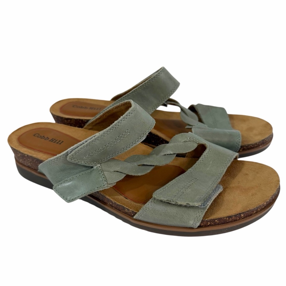 Cobb Hill by New Balance Sage Green Braided Leather Slide Sandals